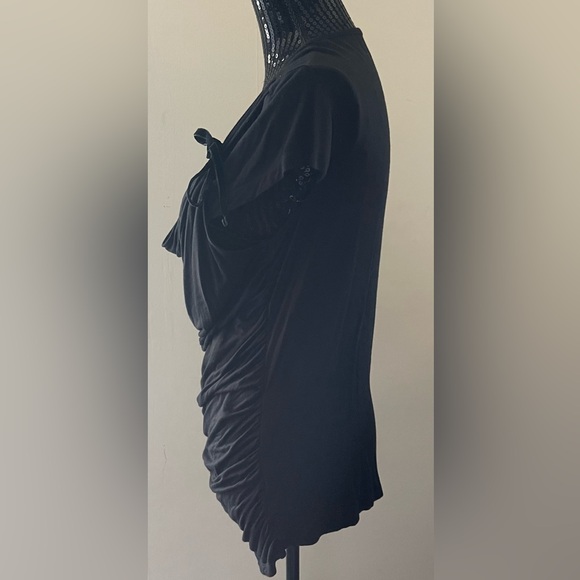 MAC & JAC Black Double Layered Short Sleeve Top Size Large - Picture 4 of 11